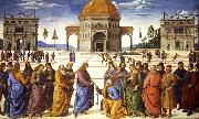 PERUGINO, Pietro Christ giving thw Keys to St Peter (mk08) oil painting reproduction